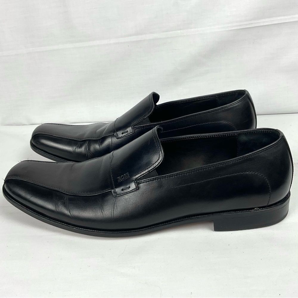 Hugo Boss Black Leather Loafers Sz 13 Slip-On Business Office Work Neutral